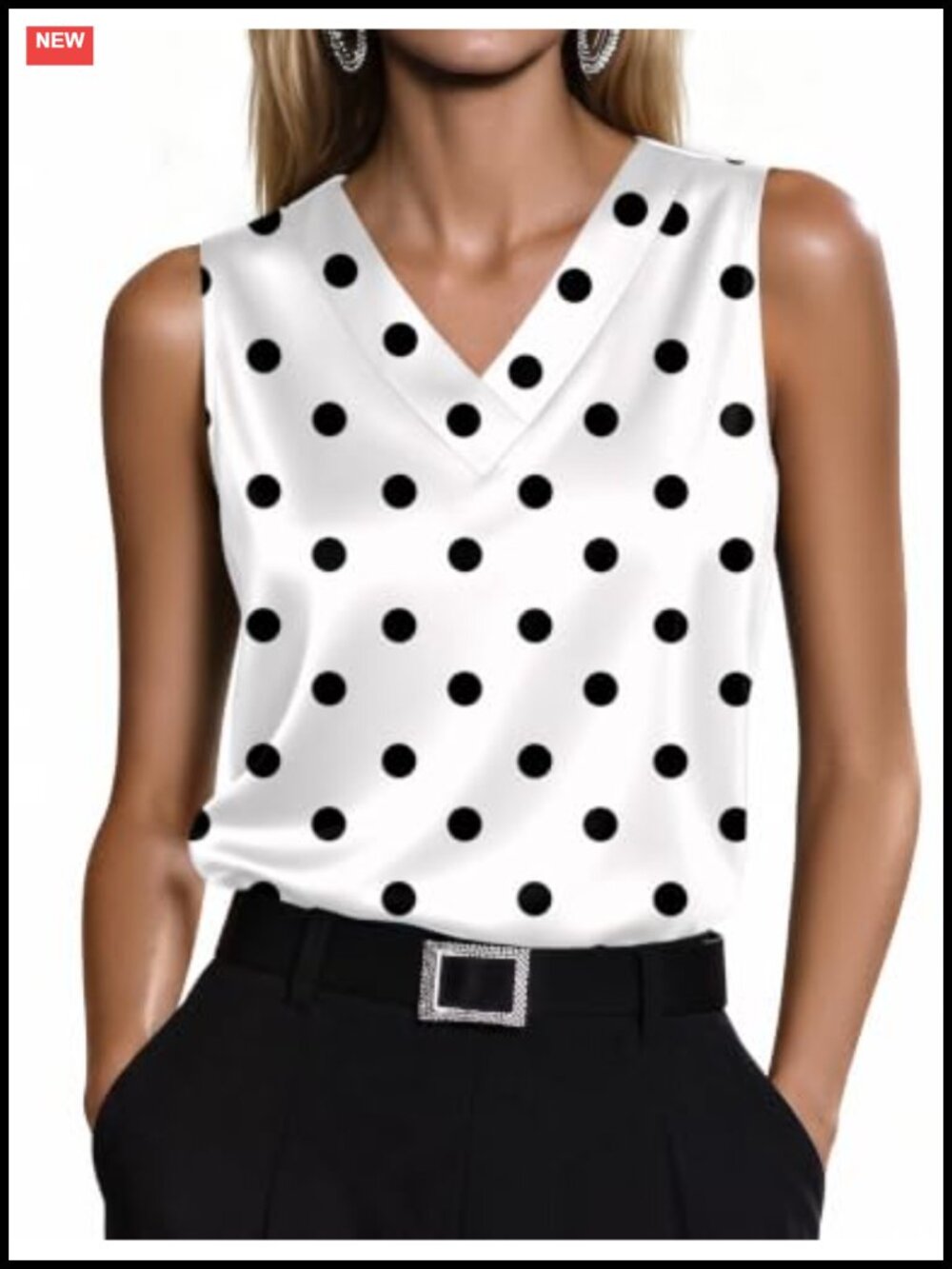Zeagoo Satin Tank Top V Neck Sleeveless Blouse for Women Work Casual
